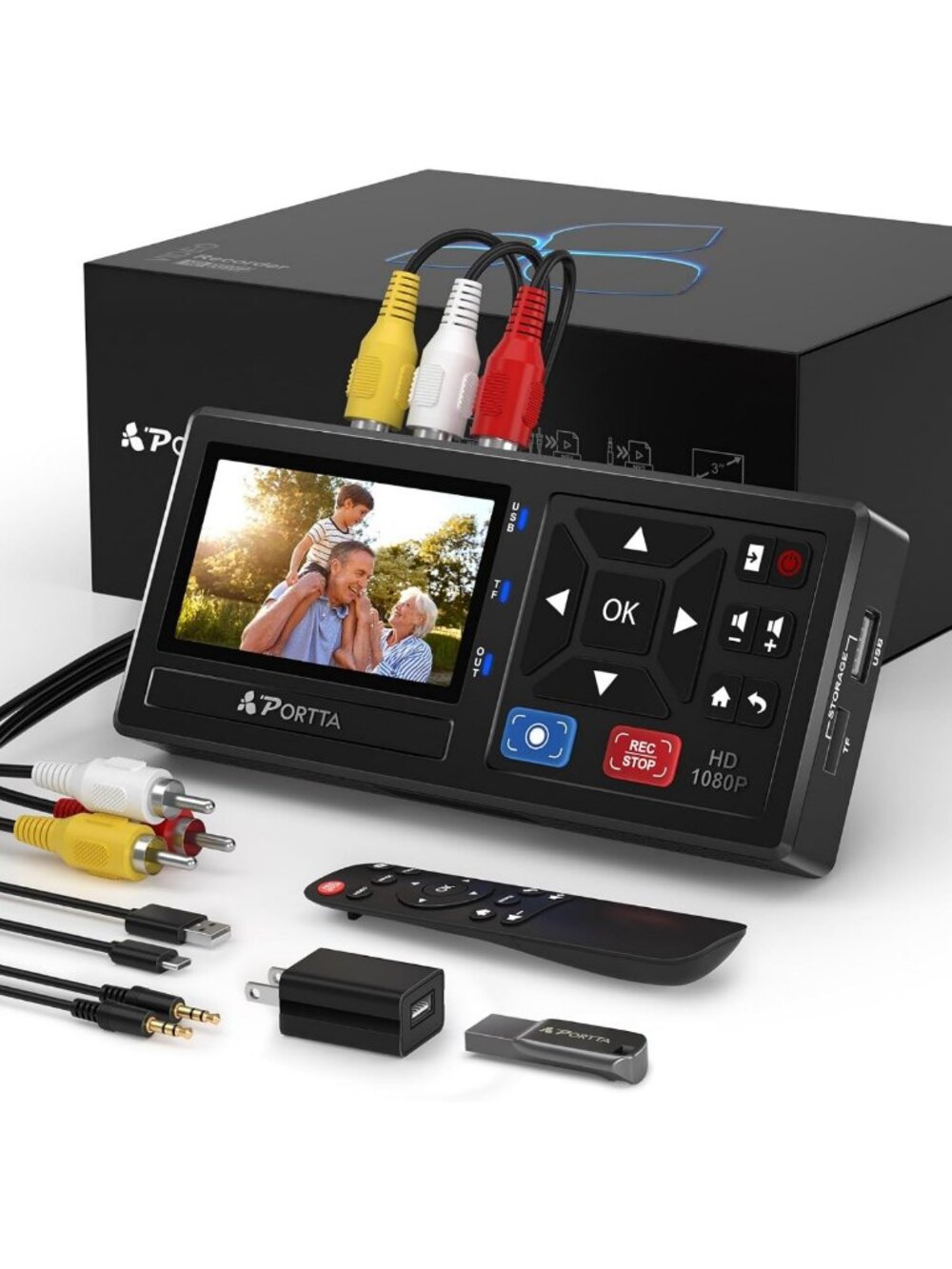 VHS to Digital Converter with 128GB USB Drive - Record Video from VCR, DVD, Hi8